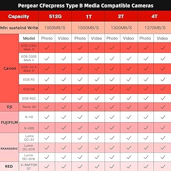Amazon.com: PERGEAR 2TB Cfexpress Type B Memory Card, Up to